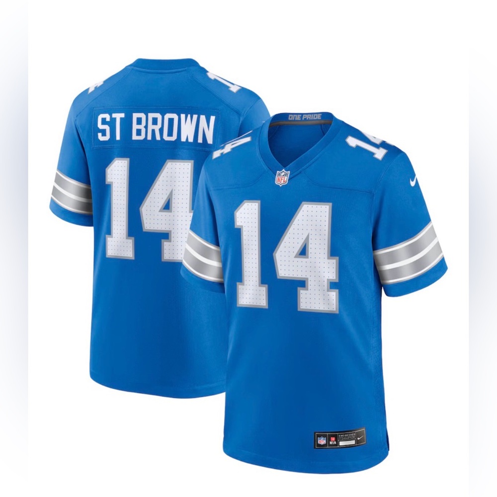 Nike Men's Detroit Lions Amon-Ra St. Brown Nike Blue Game Jersey, Size Medium